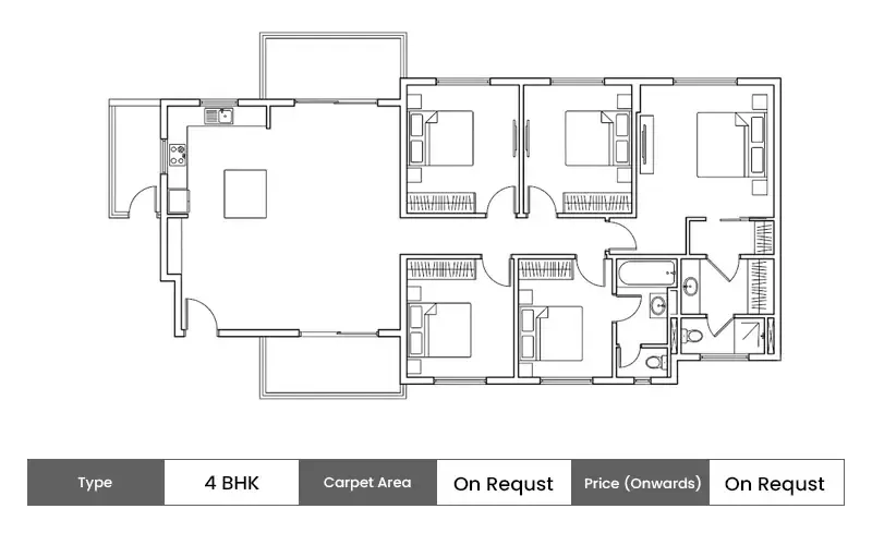 TPV The Royal Bay 4 BHK floor plan, sq ft carpet area